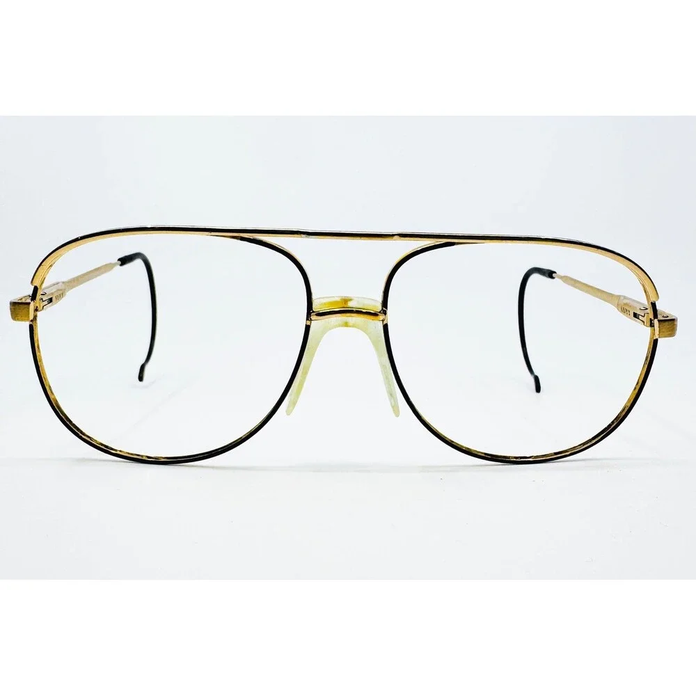 Bally Eyeglasses Men Gold Aviator Double Bridge Vintage 58-16-140